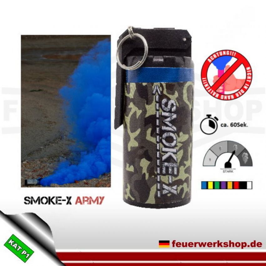 Army Rauchgranate groß mit Kipphebel - Blau - SMOKE-X