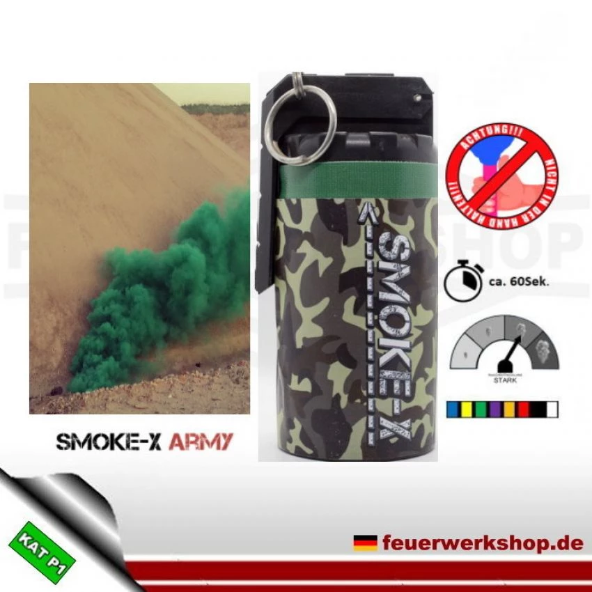 Rauchgranate *Army* groß mit Kipphebel - Grün - SMOKE-X
