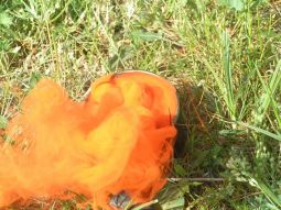 Tretmine mit Rauchentwicklung (Paintball & Airsoft) in *Orange*