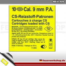 CS-Gas Patronen für 9 mm P.A.Schreckschusspistolen